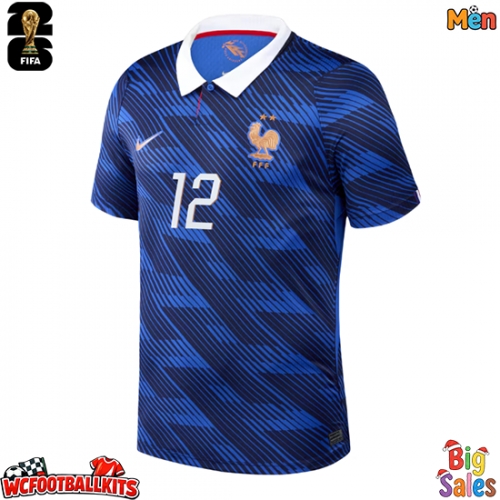 France Randal Kolo Muani #12 Replica Home Stadium Shirt World Cup 2026 Short Sleeve